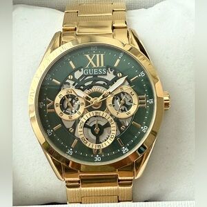 GUESS Men's Multi-Function Gold-Tone Stainless Steel Watch 42mm